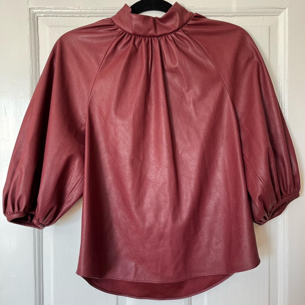 Rebecca Taylor faux leather blouse